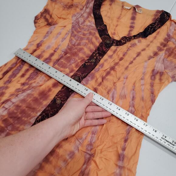 Soft Surroundings Dress Womens XL Orange Purple Tie Dye V Neck Boho A-Line - Picture 8 of 12